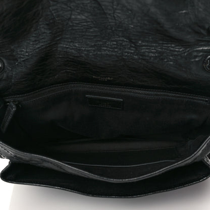 Saint Laurent Crinkled Calfskin Matelasse Monogram Medium Niki Chain Satchel Black 5 of 9