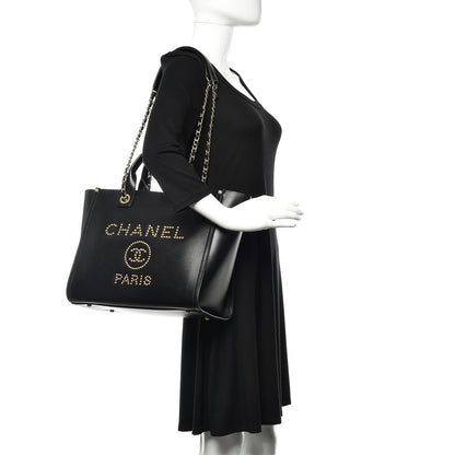 Chanel Caviar Small Studded Deauville Tote Black 2 of 9