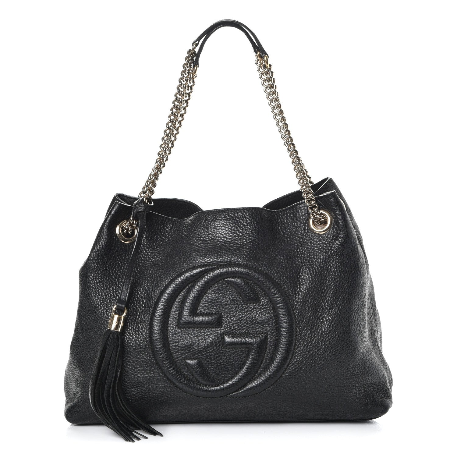 Gucci Pebbled Calfskin Medium Soho Chain Shoulder Bag Black 1 of 9