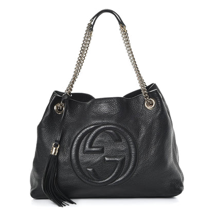 Gucci Pebbled Calfskin Medium Soho Chain Shoulder Bag Black 1 of 9