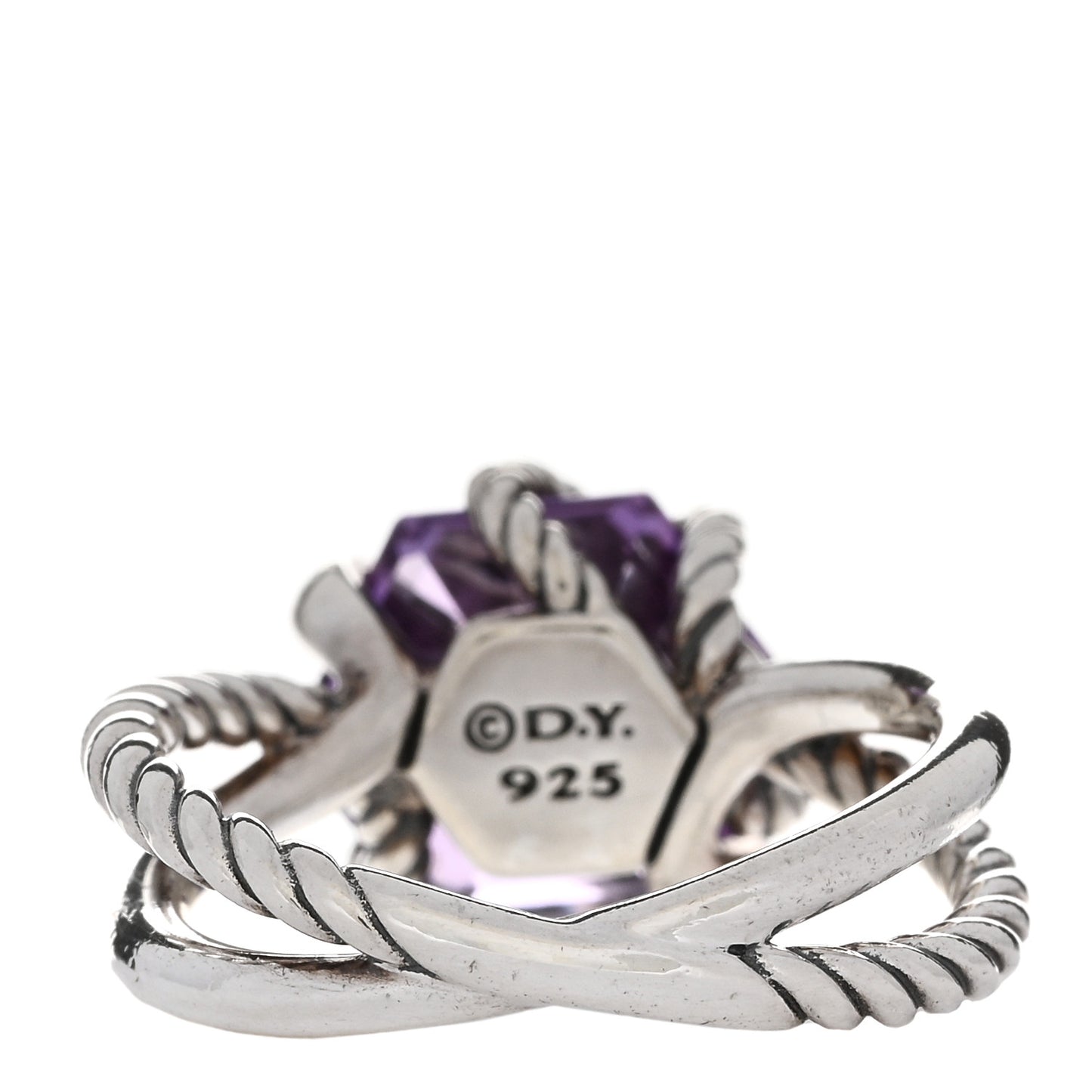 Sterling Silver Diamond Amethyst 10mm Cable Wrap Ring 52 6