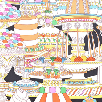 Hermes Silk La Patisserie Francaise Scarf 90 Orange Black Multicolor 5 of 7
