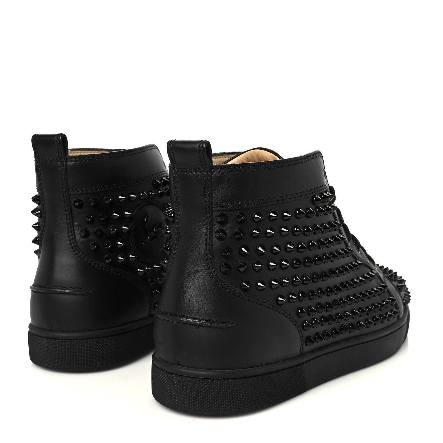 Christian Louboutin Calfskin Mens Louis Spikes Flat Sneakers 42.5 Black 5 of 10