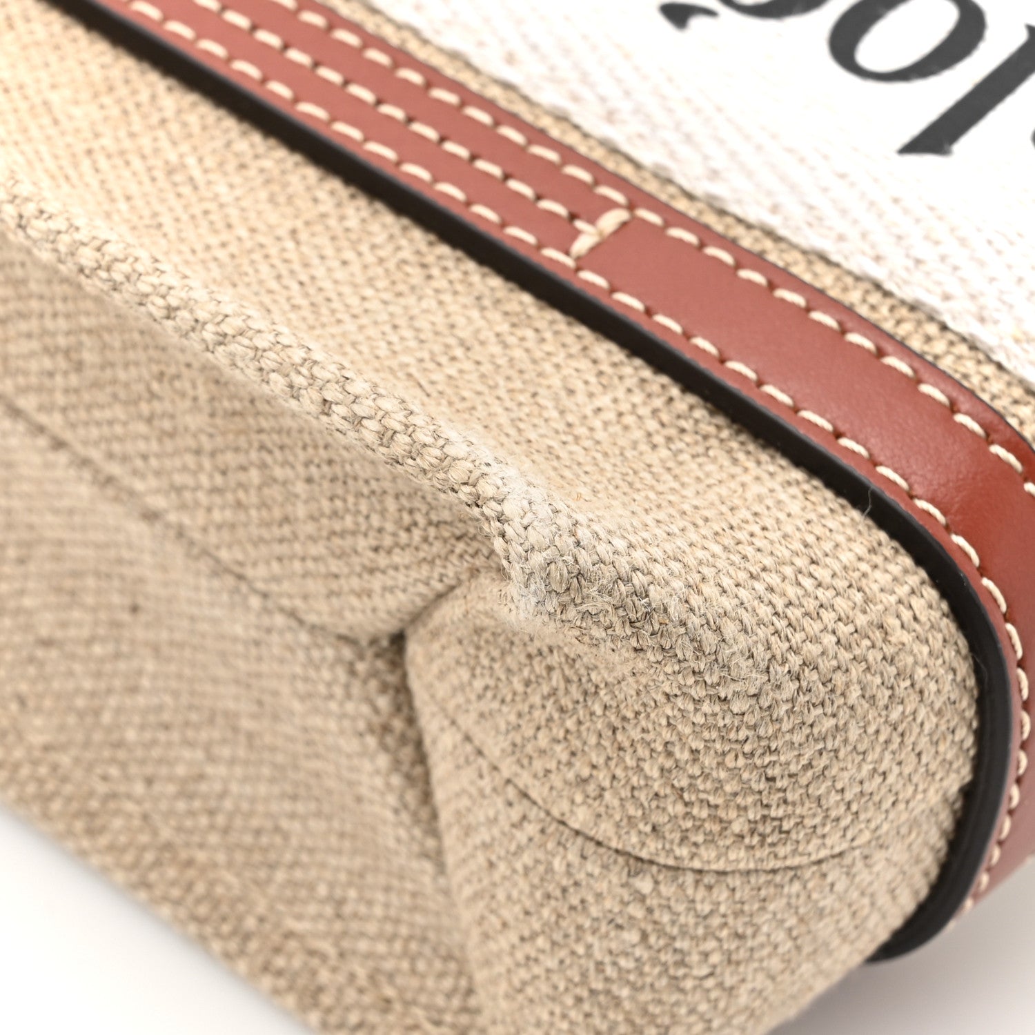 Chloe Cotton Calfskin Mini Woody Ribbon Tote White Brown 11 of 13
