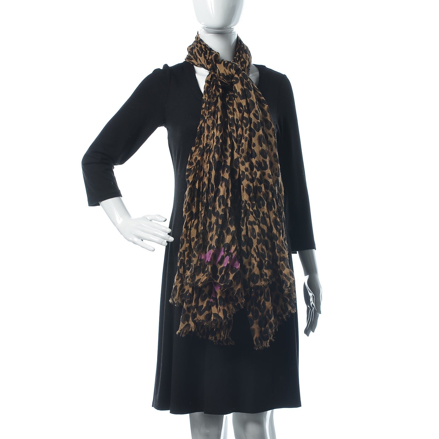 Louis Vuitton Cashmere Silk Leopard Etole Stole Marron 2 of 8