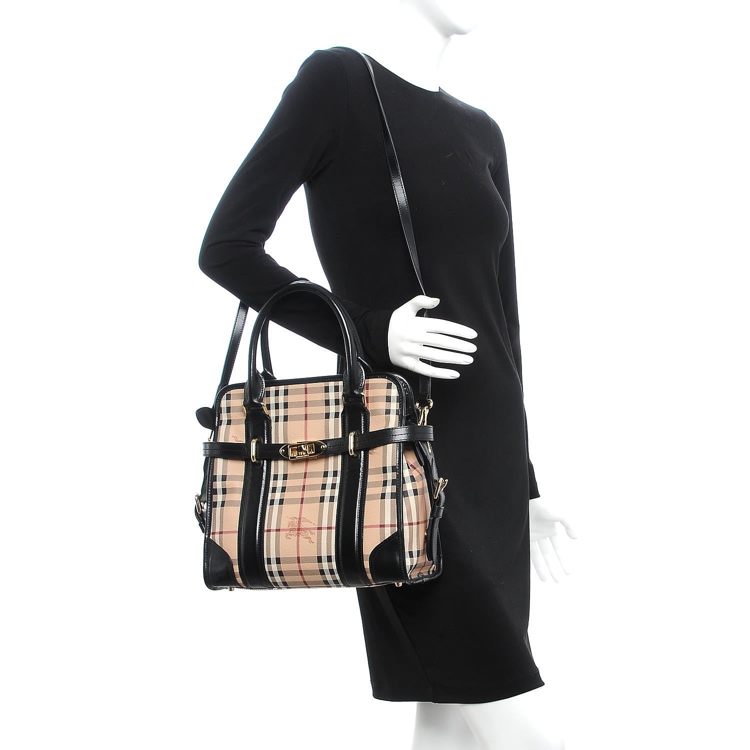 Burberry Haymarket Check Minford Portrait Tote Black 3 of 10