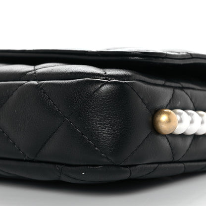 Chanel Calfskin Quilted Pearl Wallet On Chain WOC Black 9 of 10
