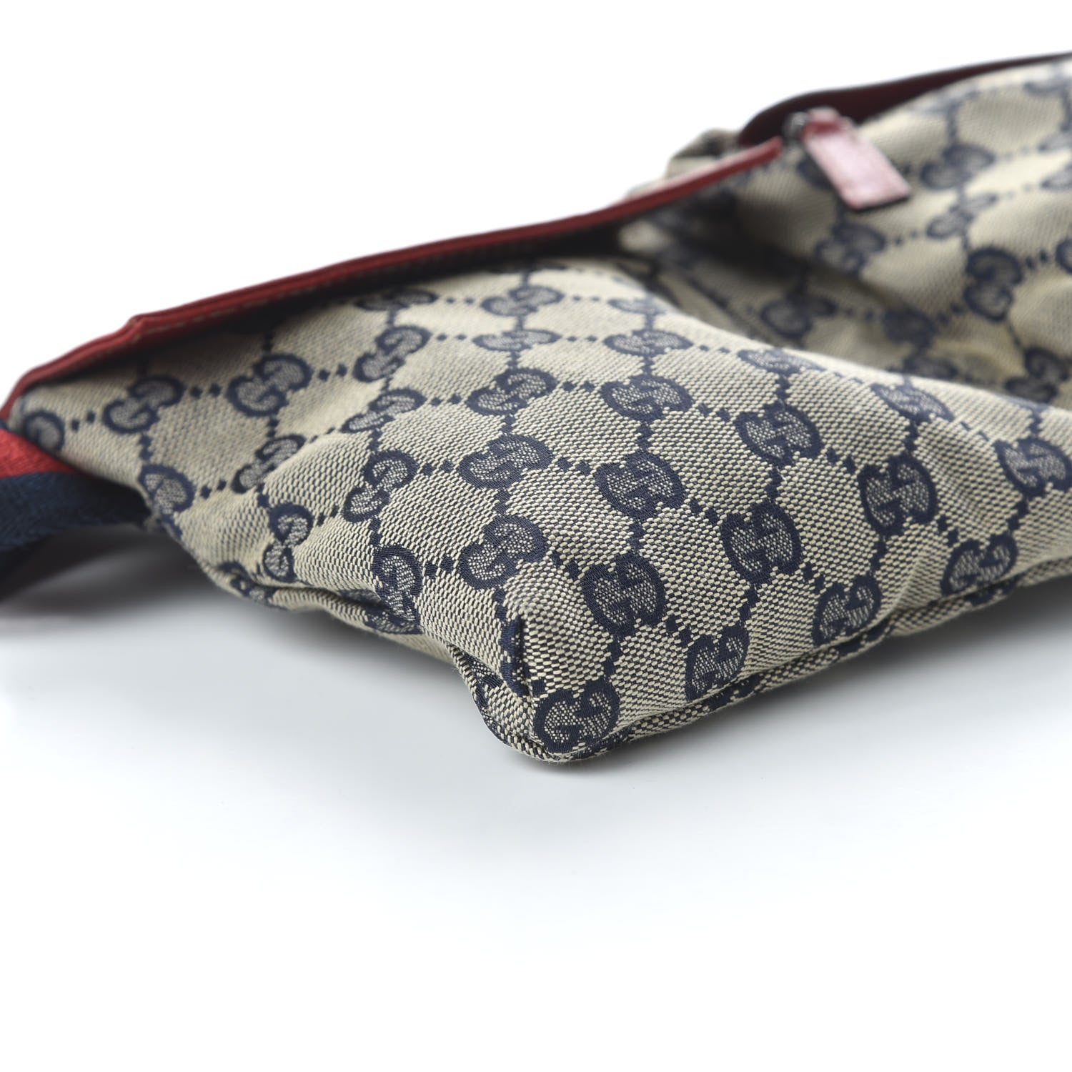 Gucci GG Monogram Web Double Pocket Belt Bag Navy Red 7 of 10