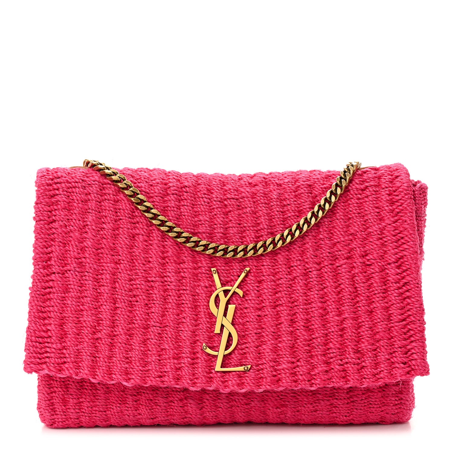 Saint Laurent Raffia Medium Monogram Kate Satchel Pink Glow 1 of 11