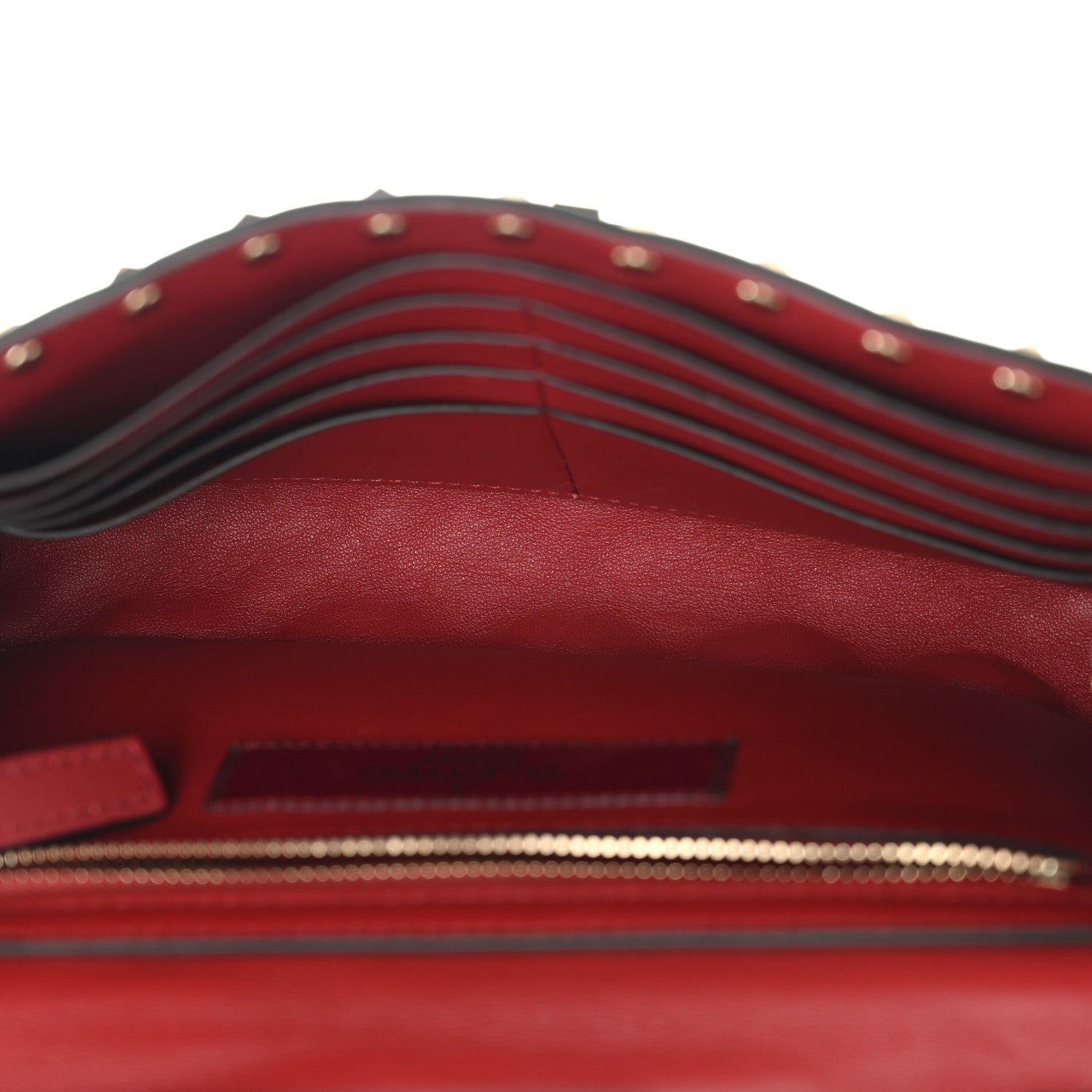 Valentino Garavani Lambskin Rockstud Spike Wallet on Chain Red 5 of 10