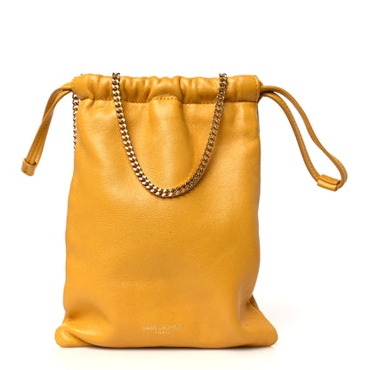 Saint Laurent Lambskin Paris Drawstring Pouch Saffran 1 of 9