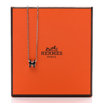 Hermes Lacquered Palladium Mini Pop H Pendant Necklace Black 7 of 7