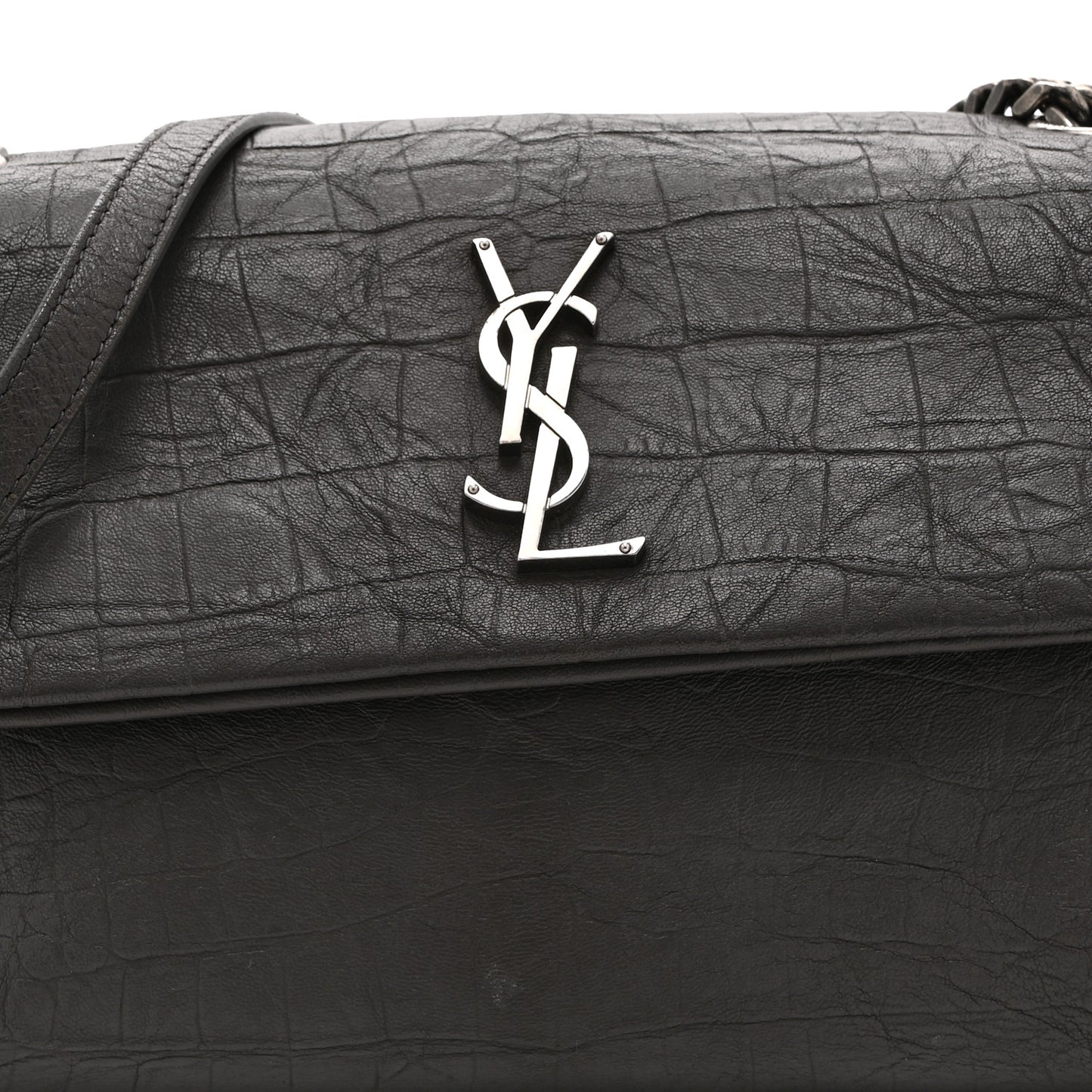 Calfskin Crocodile Embossed Medium West Hollywood Monogram Fold-Over Earth