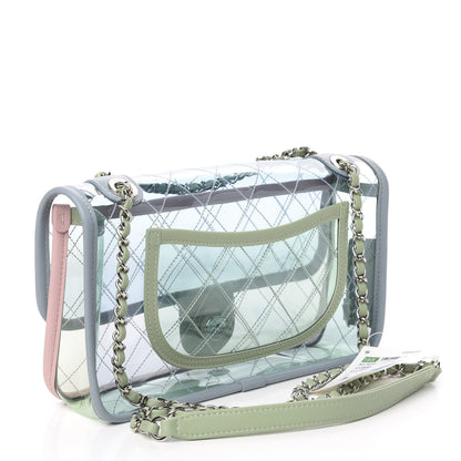 Chanel Lambskin PVC Quilted Medium Coco Splash Flap Blue Green 3 of 10