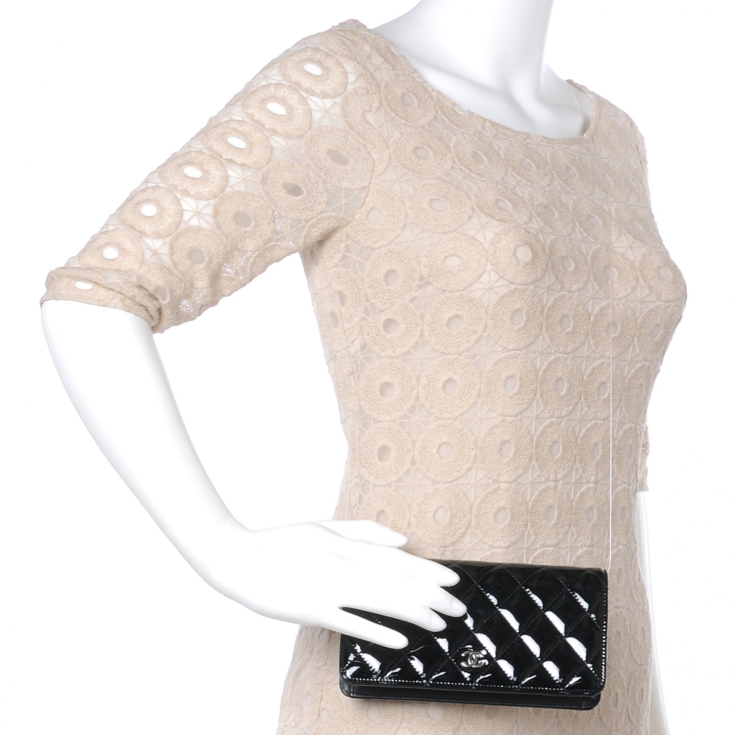 Chanel Patent Quilted Yen Wallet Black 2 of 8