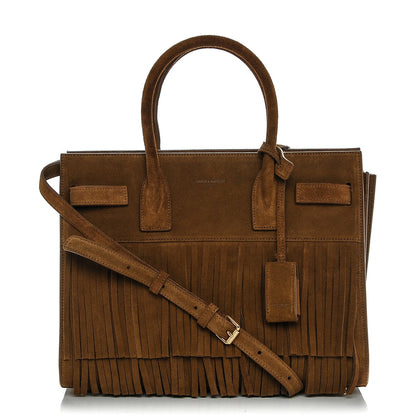 Saint Laurent Suede Fringe Baby Sac De Jour Brown 1 of 6