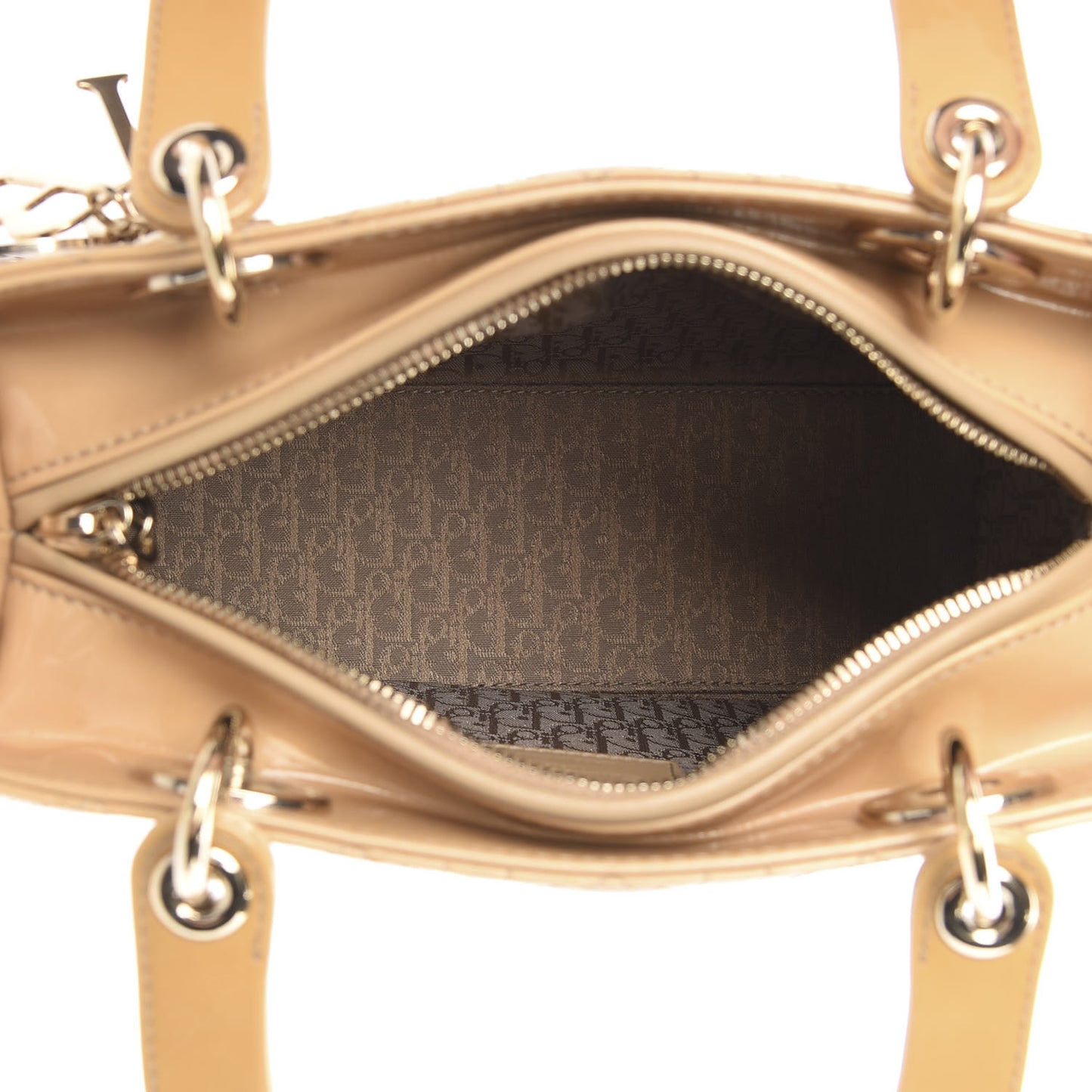 Patent Cannage Medium Lady Dior Beige