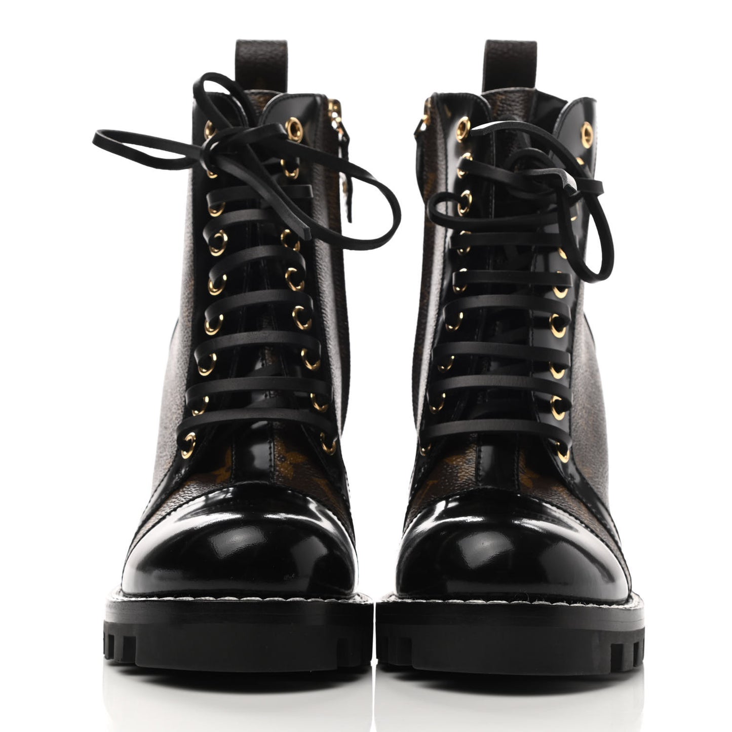 Patent Calfskin Monogram Star Trail Ankle Boots 35.5 Black