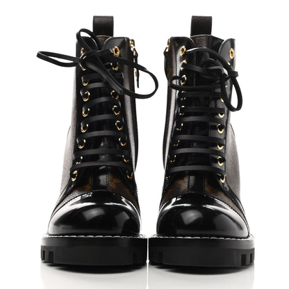Louis Vuitton Patent Calfskin Monogram Star Trail Ankle Boots 35.5 Black 2 of 8