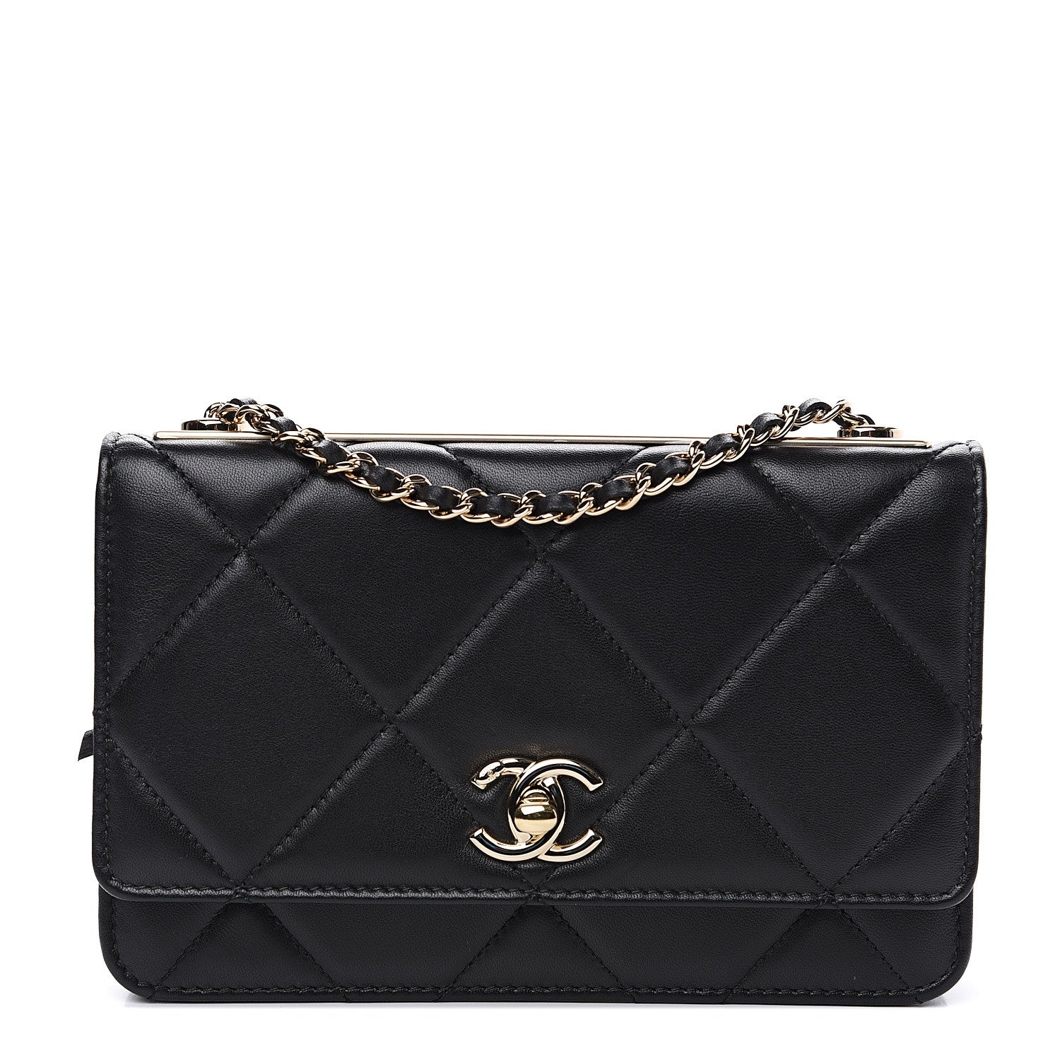 Chanel Lambskin Quilted Trendy CC Wallet On Chain WOC Black 1 of 12