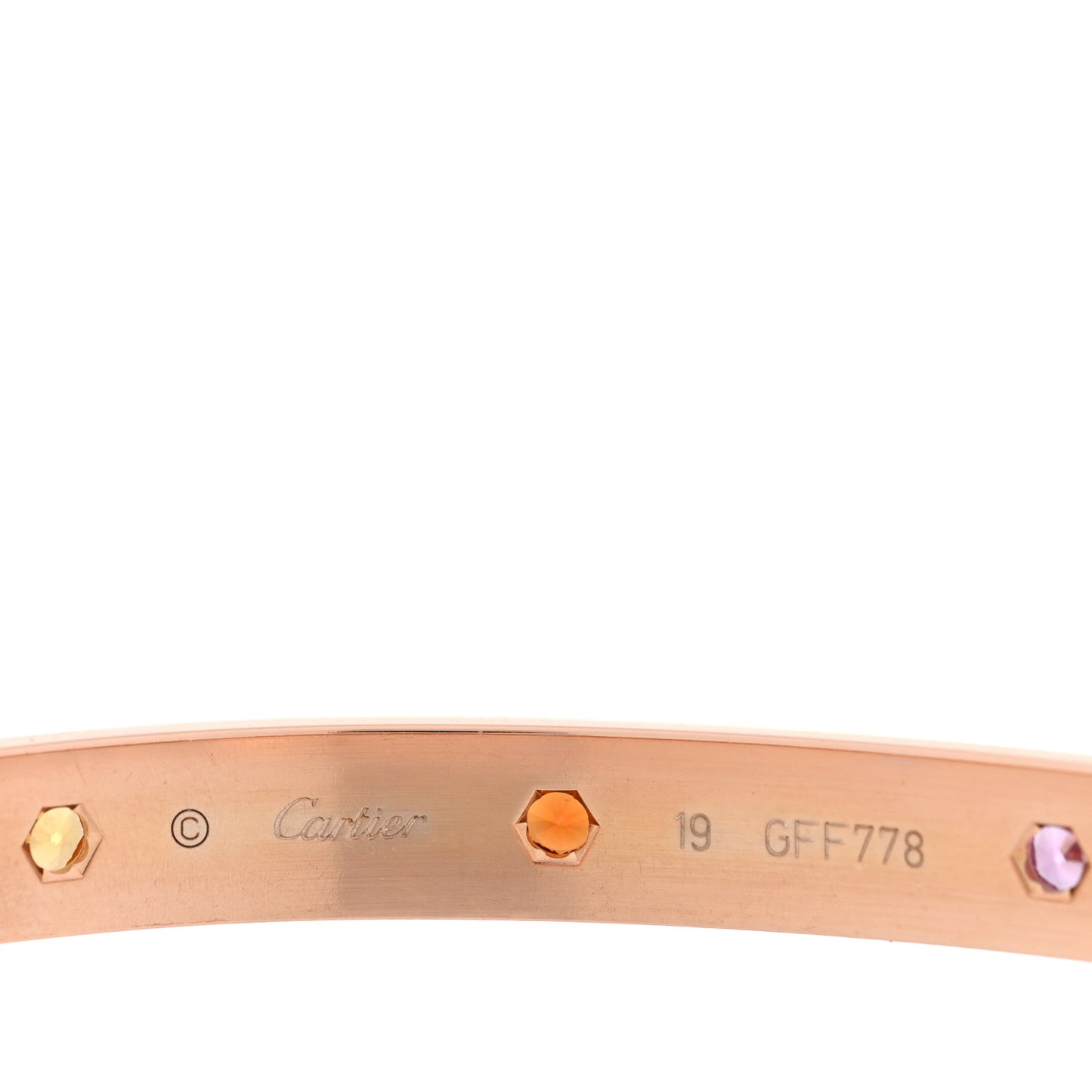18K Pink Gold Sapphire Garnet Amethyst LOVE Bracelet 19