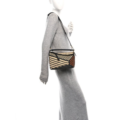 Loewe Calfskin Raffia Paula's Ibiza Small Puzzle Edge Bag Natural Honey Gold 2 of 10