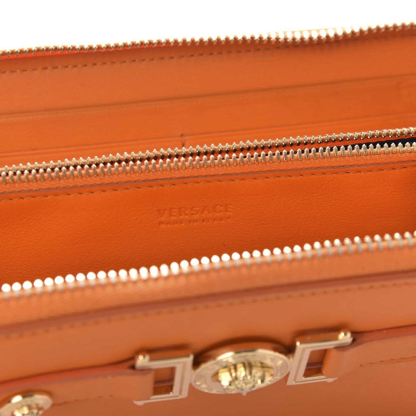 Calfskin Tribute Zip Around Wallet Orange