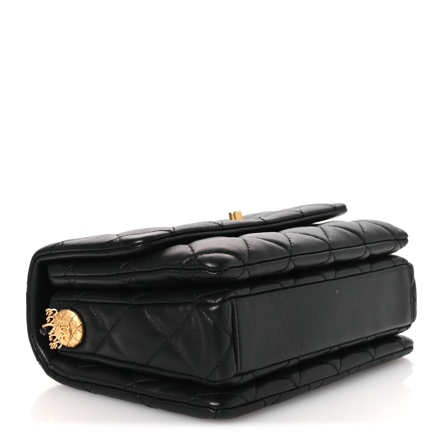 Lambskin Quilted Mini Medallion Multi Chain Flap Black