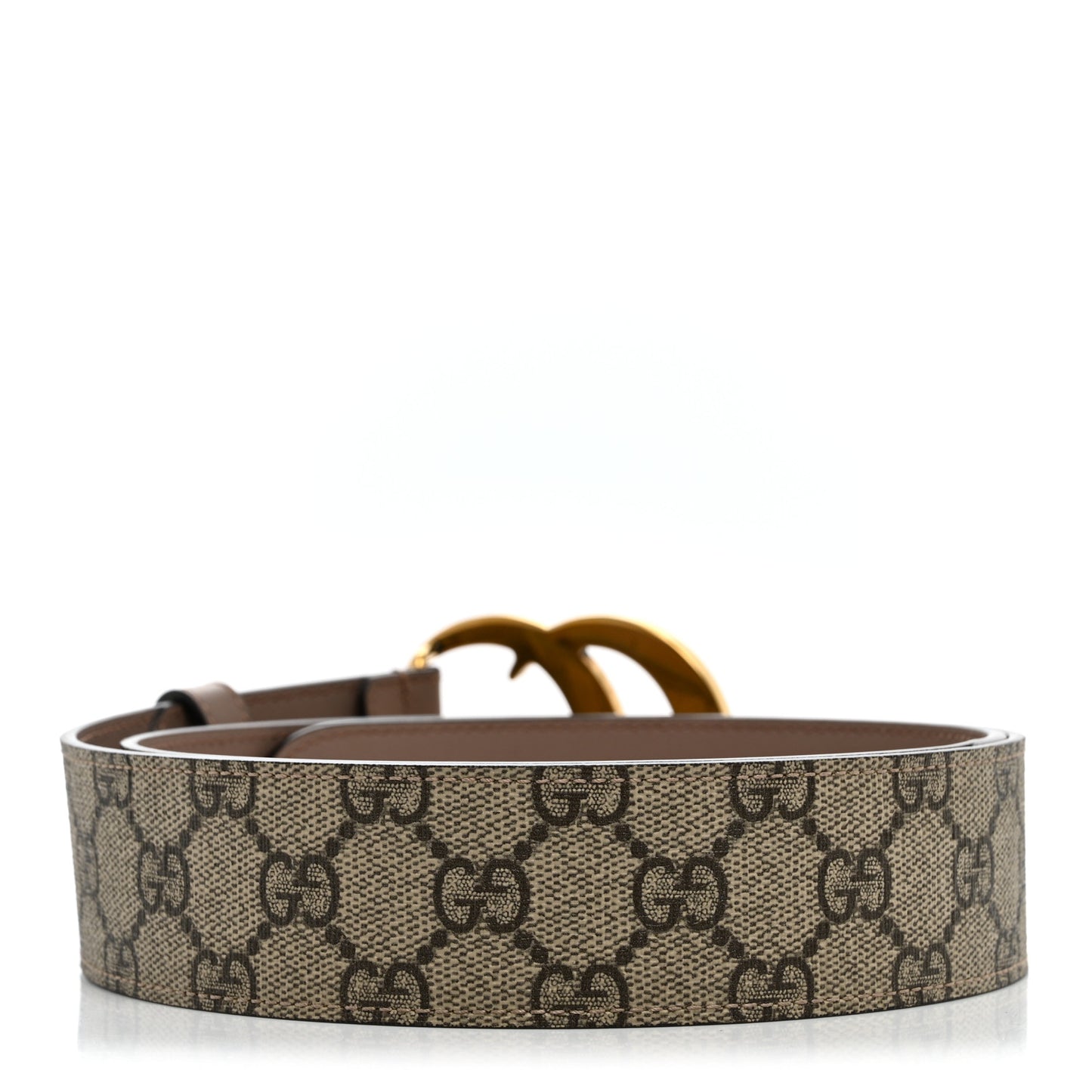 GG Supreme Monogram Matte Plutone Calfskin Double G 40mm Belt 90 36 Beige Ebony Porcelain Rose