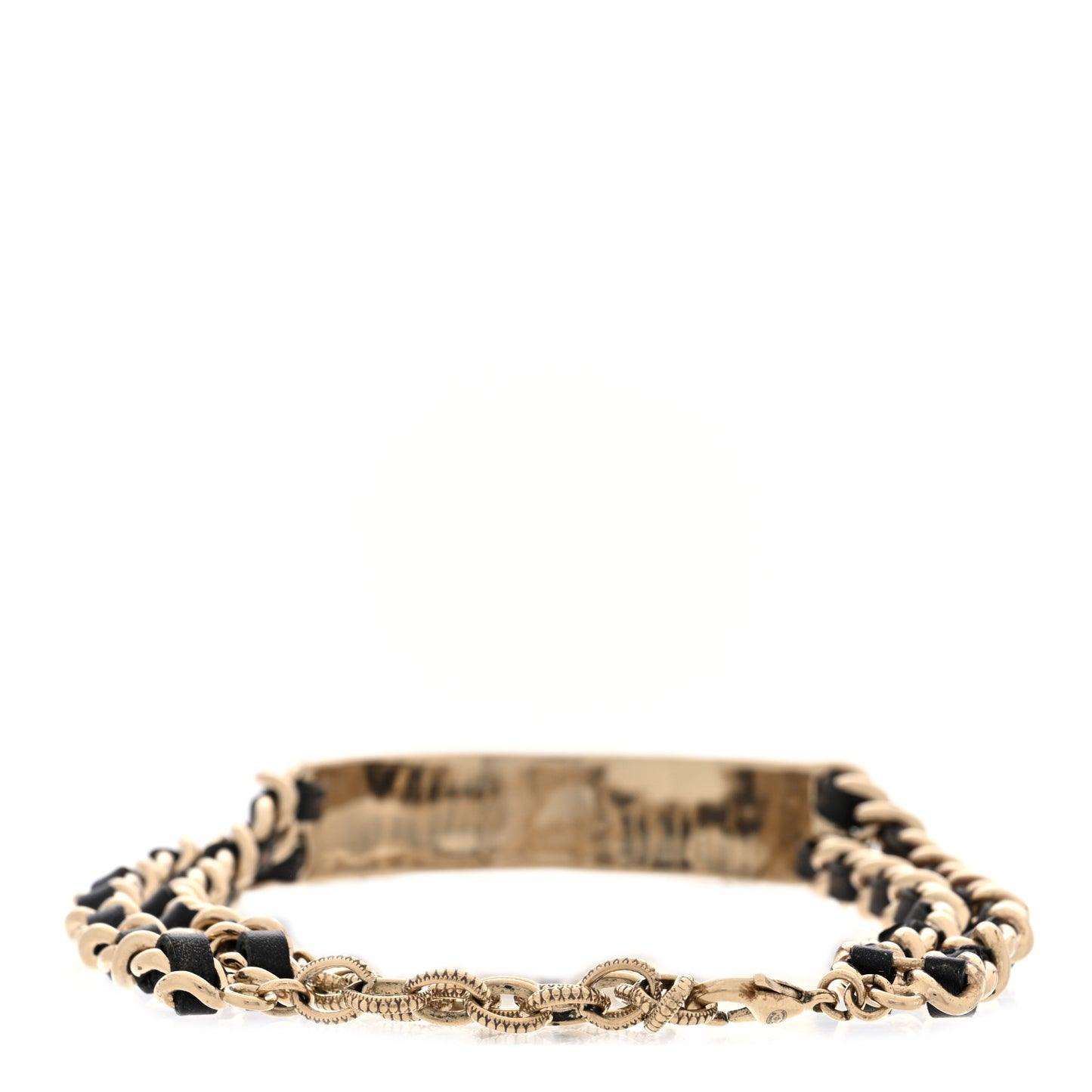 Crystal Lambskin CC Logo Choker Gold Black