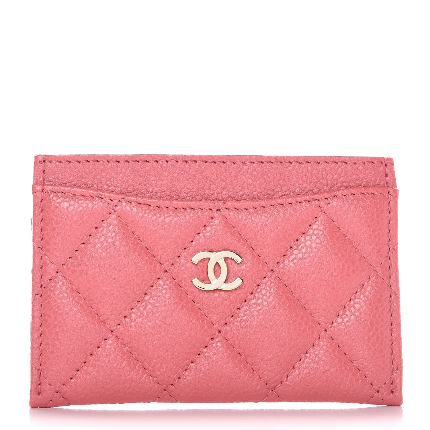 Chanel Metallic Caviar Quilted Card Holder Pink 1 of 7