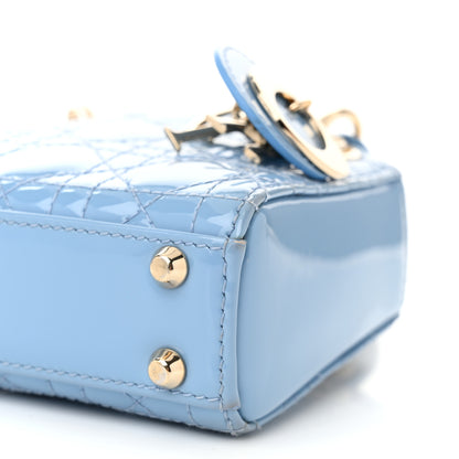 Christian Dior Patent Cannage Micro Lady Dior Cornflower Blue 9 of 12
