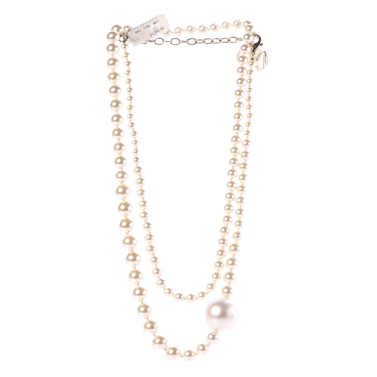 Chanel Graduated Pearl CC Long Necklace Light Gold 3 of 5