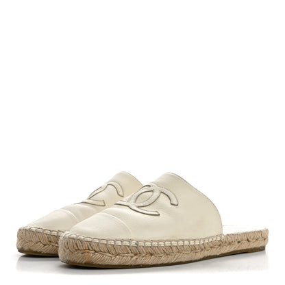 Chanel Calfskin CC Espadrille Mules 39 Ivory 4 of 10