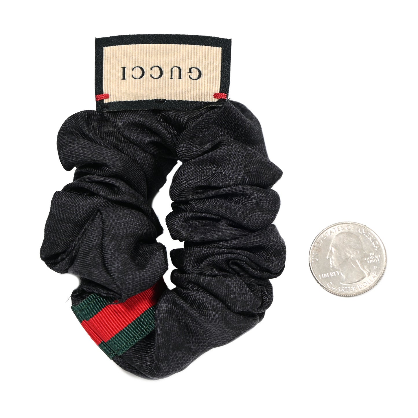 Silk Monogram Web Scrunchie Hair Tie Black