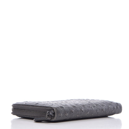 Bottega Veneta Ostrich Intrecciato Zip Around Wallet Ardoise 4 of 11