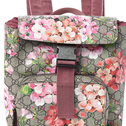 Gucci GG Supreme Monogram Blooms Small Single Buckle Backpack Beige Multicolor Dry Rose 7 of 9