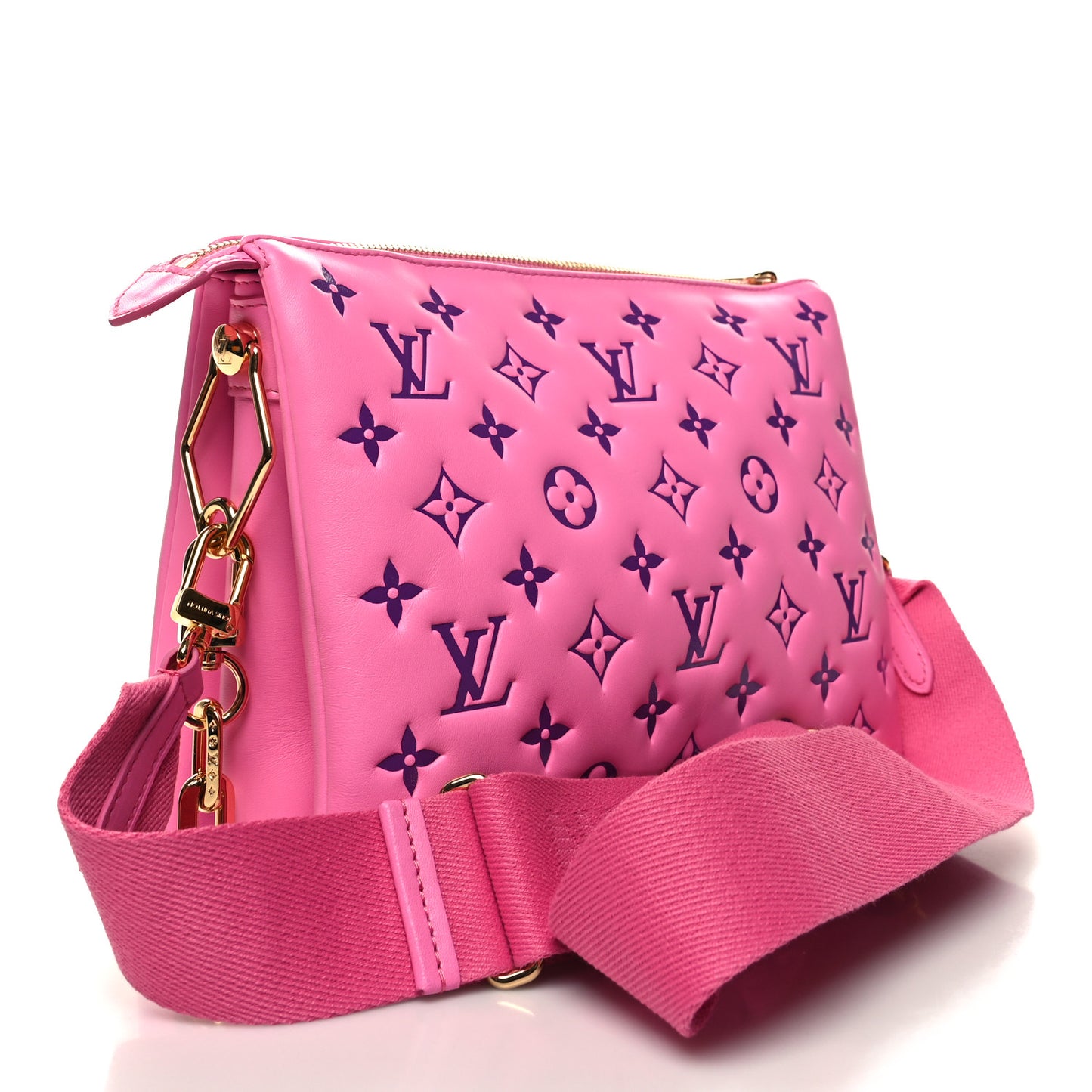 Lambskin Embossed Monogram Vuittamins Coussin PM Rose Violet