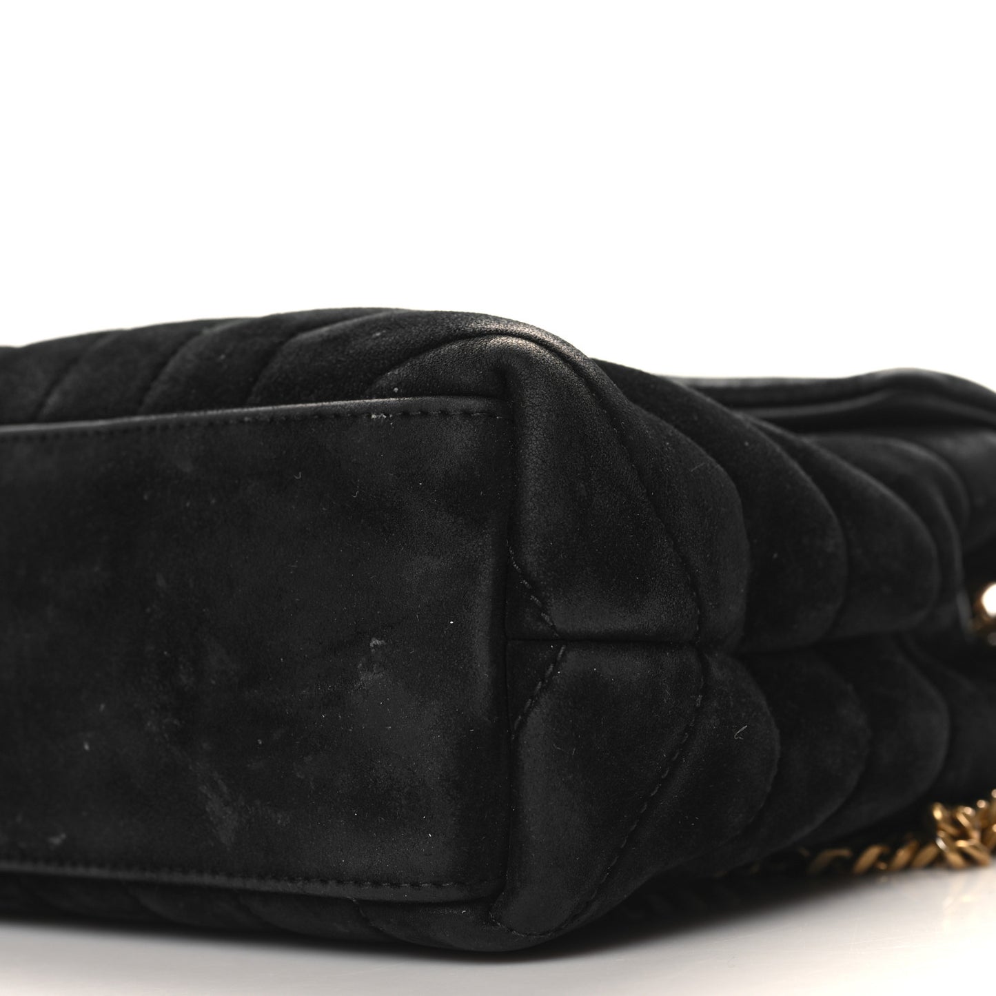 Suede Calfskin Y Quilted Monogram Small Loulou Chain Satchel Black