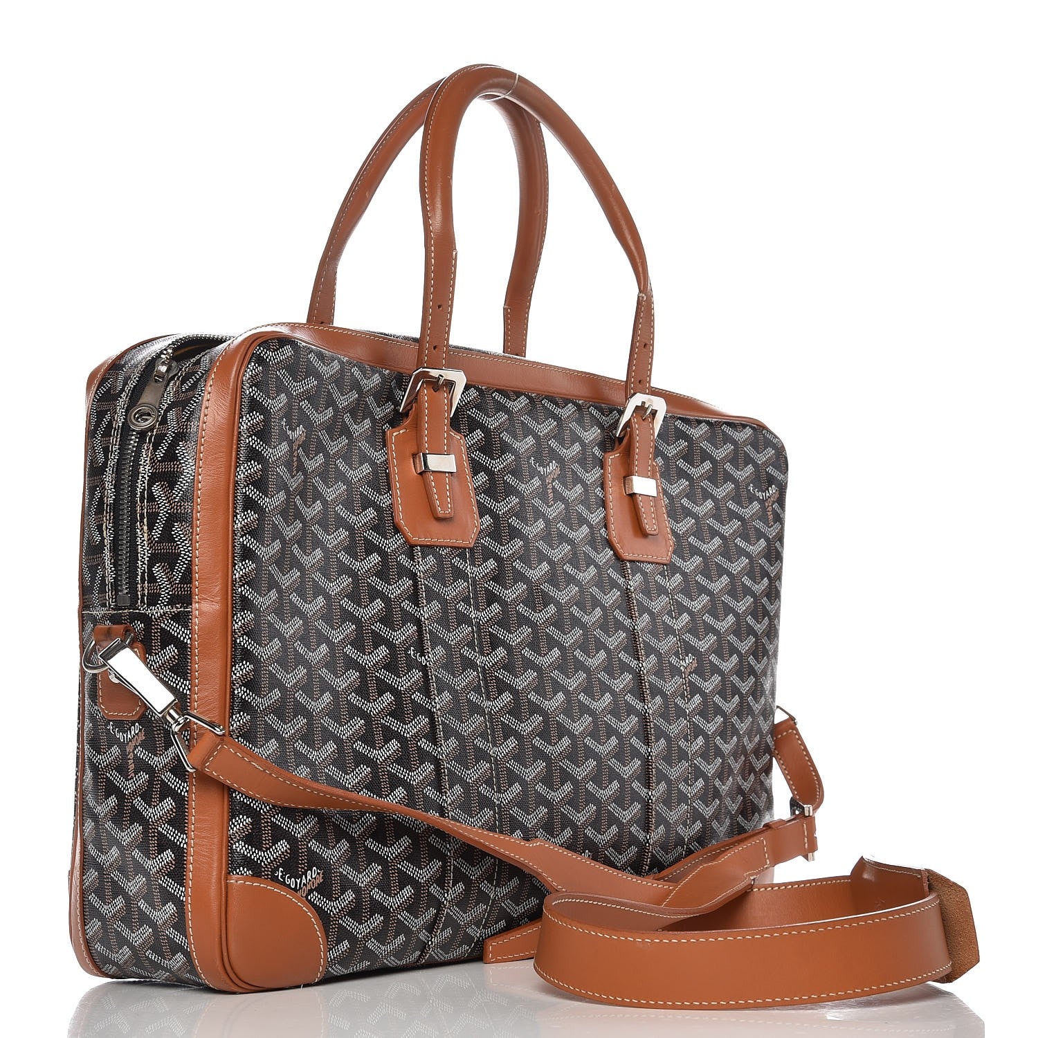Goyard Chevron Ambassade MM Briefcase Black Gold 3 of 10