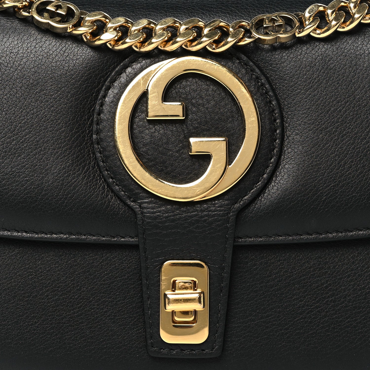 Gucci Roxy Calfskin Small Blondie Top Handle Shoulder Flap Bag Black 8 of 12