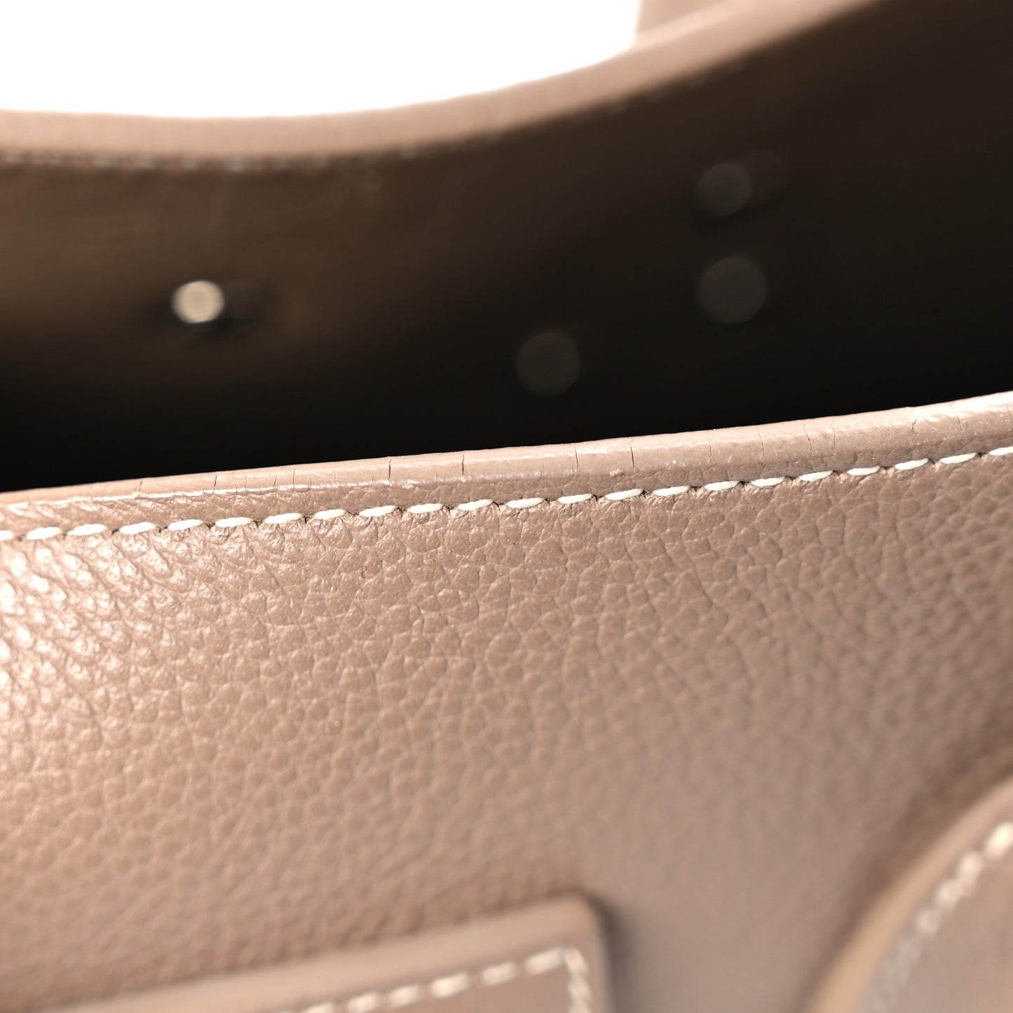 Grained Calfskin Topstitch Small Classic Sac De Jour Taupe