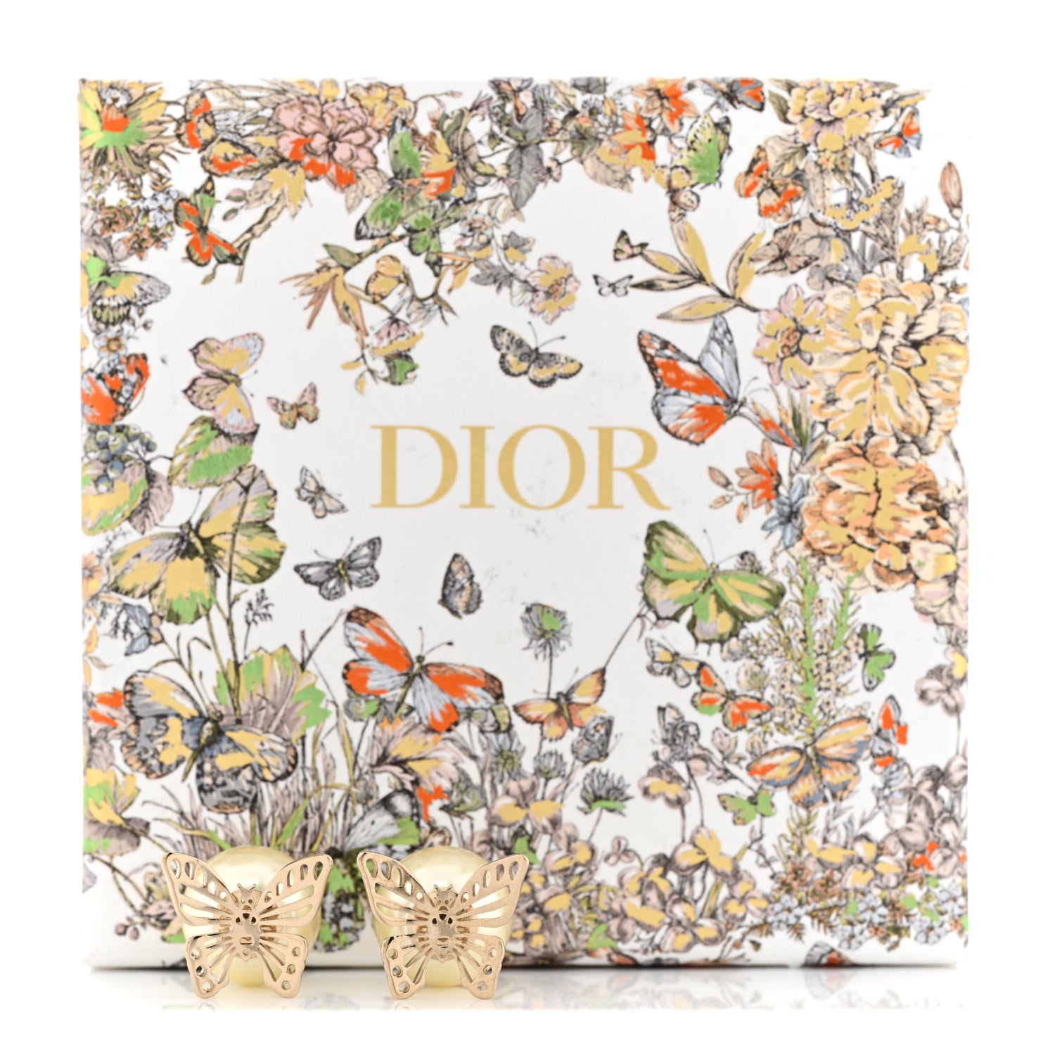 Christian Dior Pearl Butterfly Tribal Earrings Gold 5 of 5