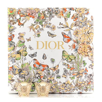 Christian Dior Pearl Butterfly Tribal Earrings Gold 5 of 5