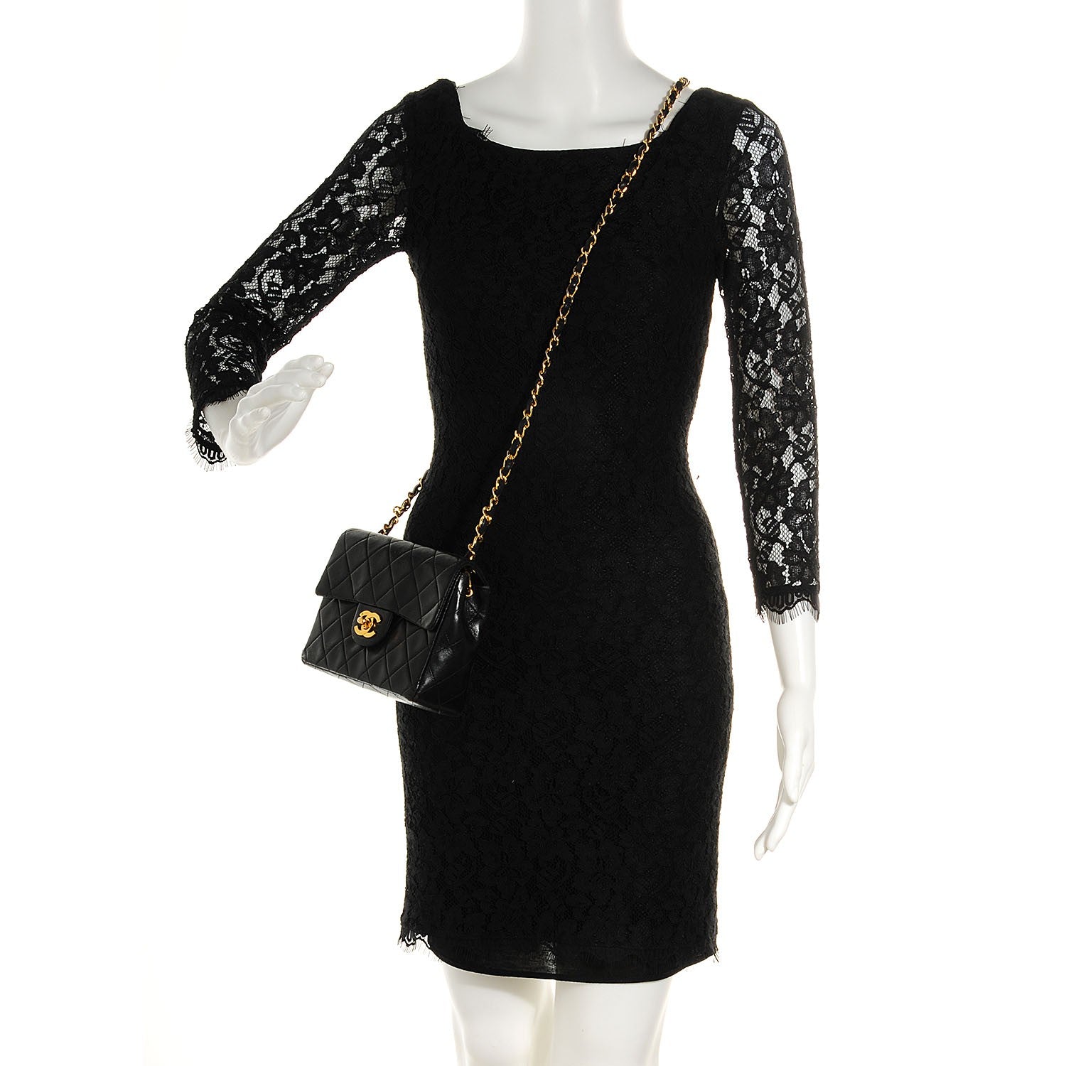 Chanel Lambskin Quilted Mini Square Flap Black 2 of 8