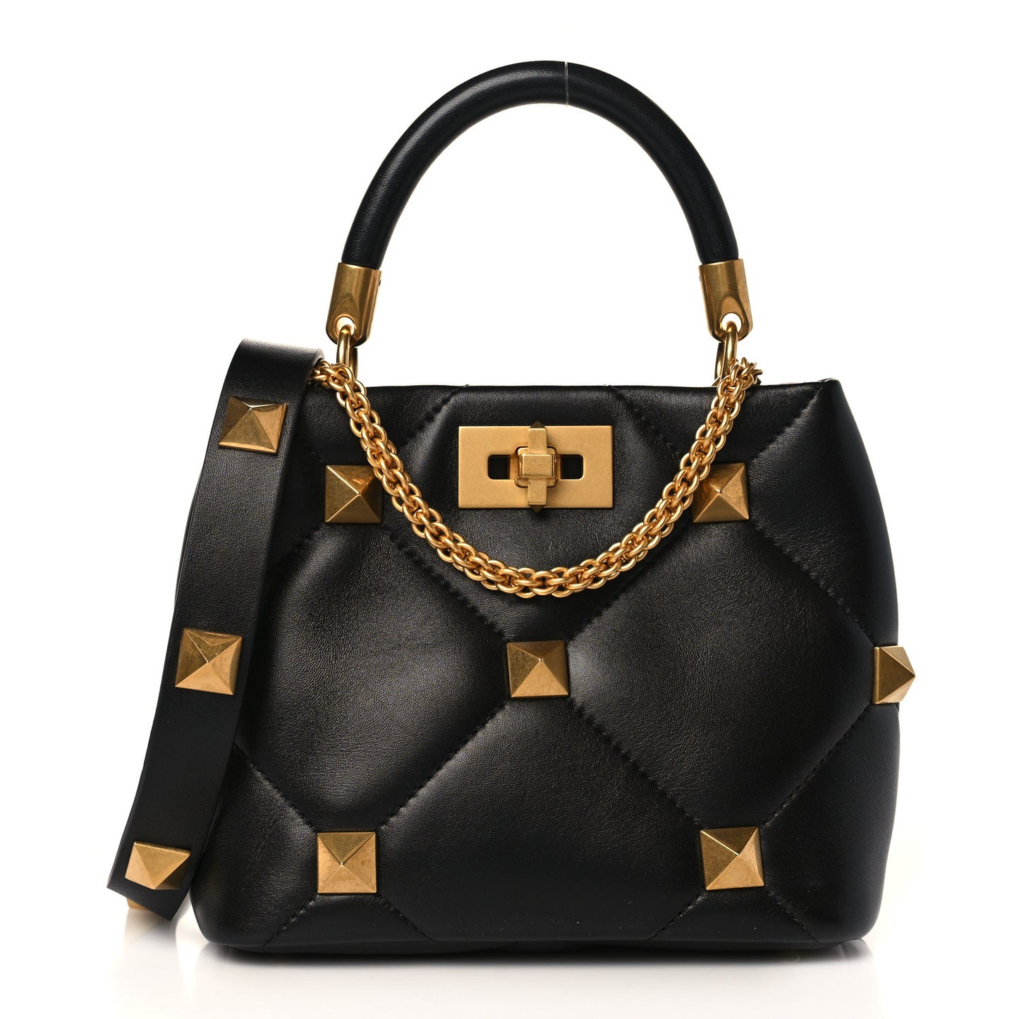 Nappa Small Roman Stud The Handle Bag Black