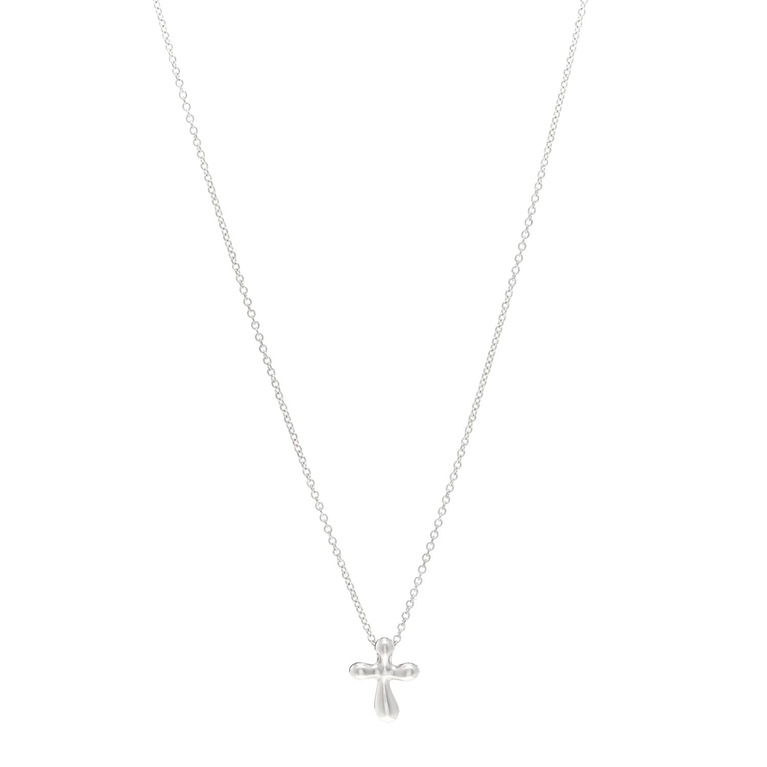 Tiffany Sterling Silver 12mm Elsa Peretti Cross Pendant Necklace 1 of 4