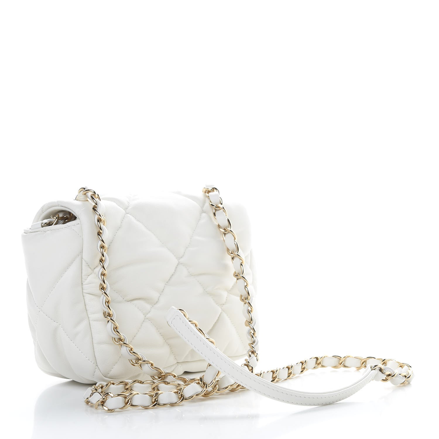 Chanel Calfskin Quilted Mini Square Bubbly Flap White 3 of 11