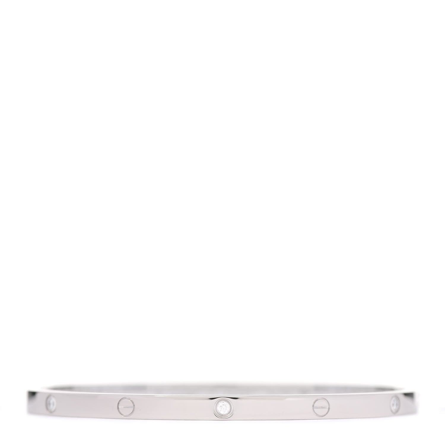 Cartier 18K White Gold 6 Diamond Small LOVE Bracelet 17 1 of 5