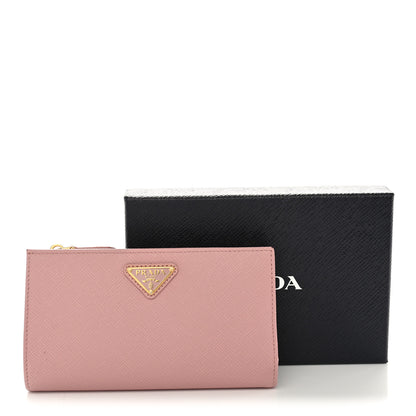 Prada Saffiano Calfskin Triangle Continental Wallet Baby Pink 10 of 10